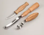 Knivsett S14 til treskje. H&#248;yrehendt 2 kniver og 1 b&#248;yd skulp. Beavercraft