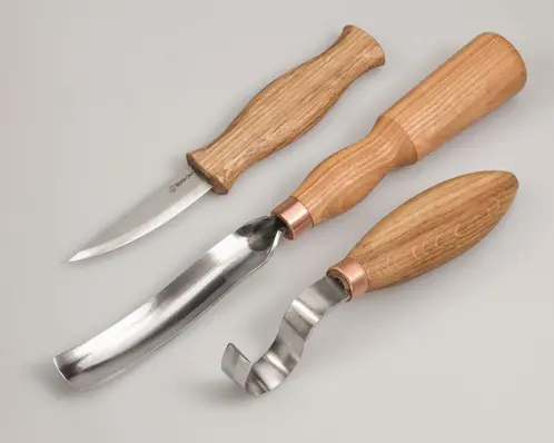 Knivsett S14 til treskje. Høyrehendt 2 kniver og 1 bøyd skulp. Beavercraft 