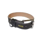 Hundehalsbånd dobbel OXXE 43 - Svart Hvit søm / D-ring i smygstol